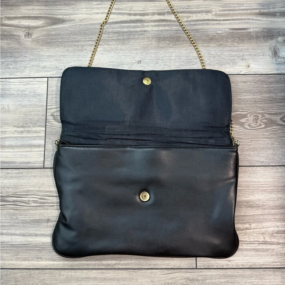 Vintage Elegant Black Chain Strap Clutch and Crossbody Bag